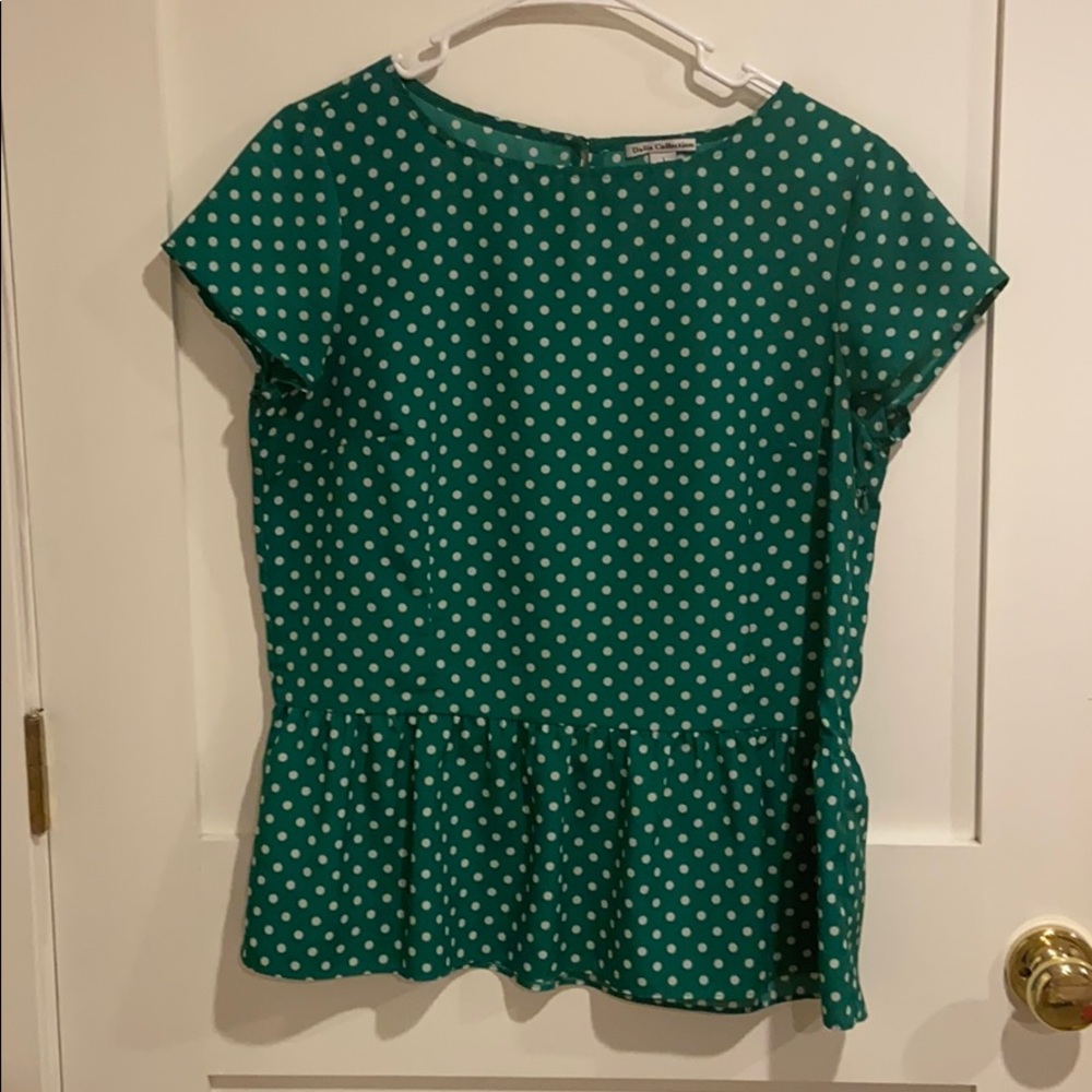 Vintage Green Polka Dot Peplum